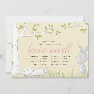 Elegant geel baby konijntje baby shower kaart