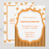 Elegant geel blad Thanksgiving diner Kaart (Voorkant / Achterkant)