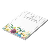 Elegant Geel Blauw Bourgondië Aquarel Bloem Notitieblok (Linkerzijde)