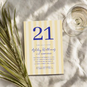 Elegant Geel Blauw Moderne 21e Verjaardag Kaart