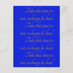 Elegant Geel Blauw Typografie Take Time Rest Heal Briefkaart
