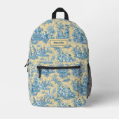 Elegant  geel blauwgroen toile de jouy bedrukte rugzak (Voorkant)