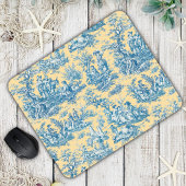Elegant geel blauwgroen toile de jouy muismat