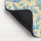 Elegant  geel blauwgroen toile de jouy muismat (Hoek)