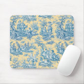 Elegant  geel blauwgroen toile de jouy muismat (Met muis)