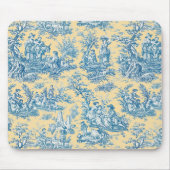 Elegant  geel blauwgroen toile de jouy muismat (Voorkant)