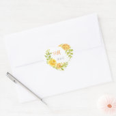 Elegant Geel Bloem 50ste Bruiloft Jubileum Hart Sticker (Envelop)