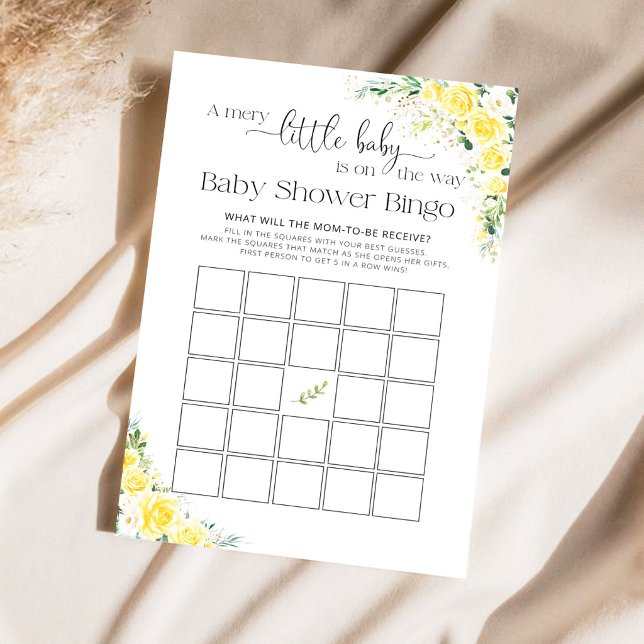 Elegant Geel Bloem Baby Shower Spel Bingo (Creator heeft geüpload)