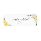 Elegant Geel Bloem Bruiloft Retouradres Label (Voorkant)