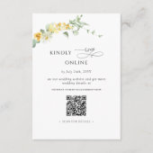 Elegant Geel Bloemen RSVP Online, QR Code Informatiekaartje (Voorkant)