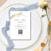 Elegant Geel Bloemen RSVP Online, QR Code Informatiekaartje