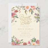 Elegant geel bloemengoud Vrijgezellenfeest brunch Kaart (Voorkant)