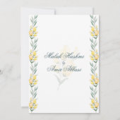 Elegant geel bloemengroen moslim bruiloft kaart (Achterkant)