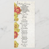 Elegant geel bloemenkerk bruiloft programma programmakaart (Achterkant)