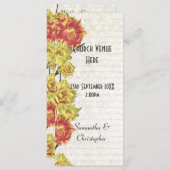 Elegant geel bloemenkerk bruiloft programma programmakaart (Voorkant / Achterkant)