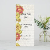 Elegant geel bloemenkerk bruiloft programma programmakaart (Staand voorkant)