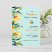 Elegant geel bloementropisch groen baby shower kaart (Staand voorkant)