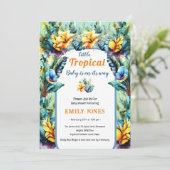 Elegant geel bloementropische boog baby shower kaart (Staand voorkant)