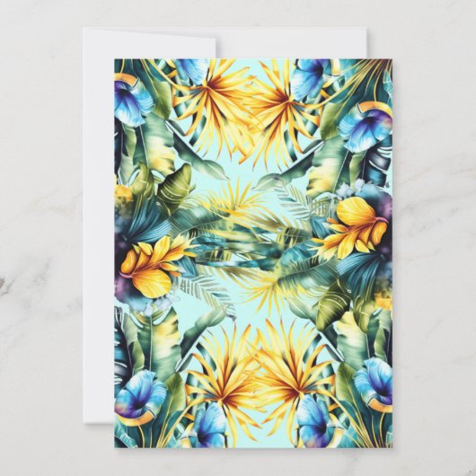 Elegant geel bloementropische boog baby shower kaart (Achterkant)