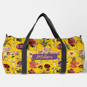 Elegant geel bloemmotief monogram Gedrukt Plunjezak