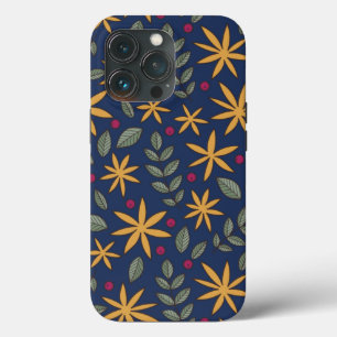 Elegant geel bloemmotief op blauw Case-Mate iPhone case