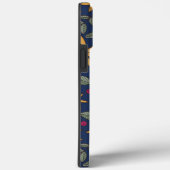 Elegant Geel Bloemmotief op Blauw Case-Mate iPhone Case (Achterkant / Rechts)