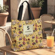 Elegant geel bloempatroon monogram
