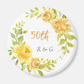 Elegant Geel Bruiloft Jubileum 50e Monogram Magneet (Voorkant)