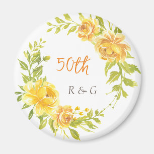 Elegant Geel Bruiloft Jubileum 50e Monogram Magneet