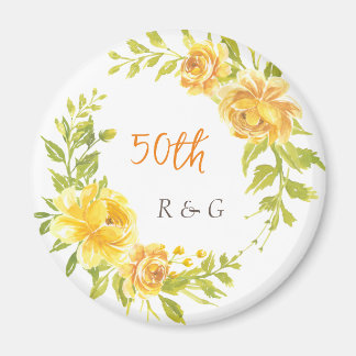 Elegant Geel Bruiloft Jubileum 50e Monogram Magneet