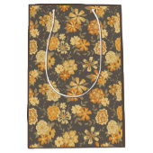 Elegant Geel Bruin Botanisch Patroon Gift Medium Cadeauzakje (Voorkant)