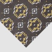 Elegant geel bruin ikat stammenpatroon tissuepapier (Detail)