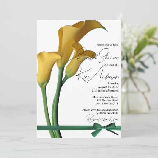 Elegant geel Calla Lily Vrijgezellenfeest Kaart (Staand voorkant)