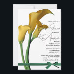 Elegant geel Calla Lily Vrijgezellenfeest Kaart<br><div class="desc">Een stijlvolle bruiloft douche / paar douche / bruids douche uitnodiging met prachtige gele calla lelie bloemen en een prachtige groene lint aan de onderkant. Het kan gemakkelijk worden aangepast aan uw andere feest / gelegenheid behoeften door het wijzigen van de tekst.</div>