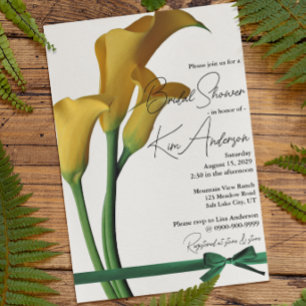 Elegant geel Calla Lily Vrijgezellenfeest Kaart
