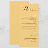 Elegant Geel, Calligrafie Wedding/Ontvangst mij Menu (Voorkant / Achterkant)