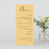 Elegant Geel, Calligrafie Wedding/Ontvangst mij Menu (Staand voorkant)