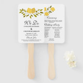 Elegant geel citroen bruiloft programma handwaaier (Voorkant en achterkant)