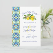 Elegant geel citroen bruiloft Save the Date Kaart (Staand voorkant)