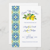 Elegant geel citroen bruiloft Save the Date Kaart (Voorkant / Achterkant)