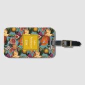 Elegant geel citrus sinaasappels fruit munt patroo bagagelabel (Voorkant (horizontaal))