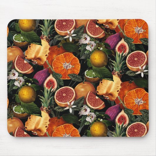 Elegant geel citrus sinaasappels fruitpatroon muismat (Voorkant)