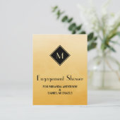 Elegant Geel en Goud Monogram Verloving Shower Kaart (Staand voorkant)