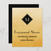 Elegant Geel en Goud Monogram Verloving Shower Kaart (Voorkant / Achterkant)