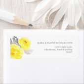 Elegant geel en grijs Waterverf Rozen Etiket (Insitu)