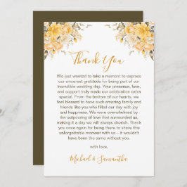 Elegant Geel en Ivoor Roos Bruiloft Bedankkaart