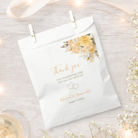Elegant Geel en Ivoor Roos Bruiloft Bedankzakje (Geknipt)