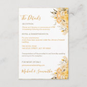 Elegant Geel en Ivoor Roos Bruiloft Informatiekaartje (Voorkant)