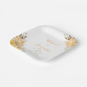 Elegant Geel en Ivoor Roos Bruiloft Papieren Bordje (Gebogen)