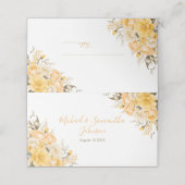 Elegant Geel en Ivoor Roos Bruiloft Plaatskaartje (Buitenkant ongevouwen)